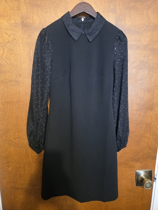 Tommy Hilfiger Dresses & Skirts - Tommy Hilfiger Black Long-Sleeve Shift Dress with Textured Collar